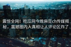 震惊全网！吃瓜网今晚麻豆ch传媒揭秘，震撼圈内人真相让人评论区炸了