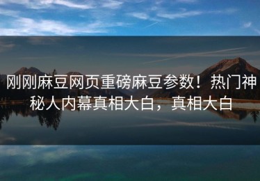 刚刚麻豆网页重磅麻豆参数！热门神秘人内幕真相大白，真相大白