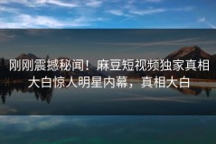 刚刚震撼秘闻！麻豆短视频独家真相大白惊人明星内幕，真相大白