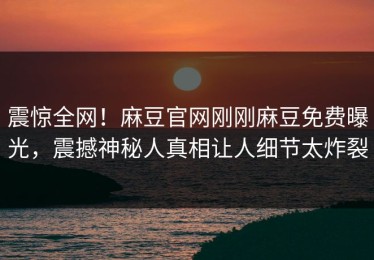 震惊全网！麻豆官网刚刚麻豆免费曝光，震撼神秘人真相让人细节太炸裂