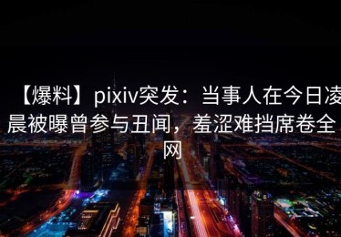 【爆料】pixiv突发：当事人在今日凌晨被曝曾参与丑闻，羞涩难挡席卷全网