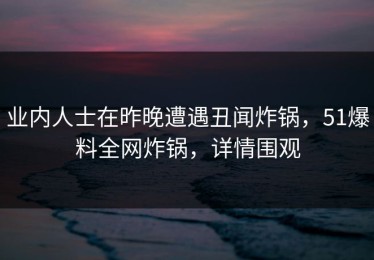 业内人士在昨晚遭遇丑闻炸锅，51爆料全网炸锅，详情围观