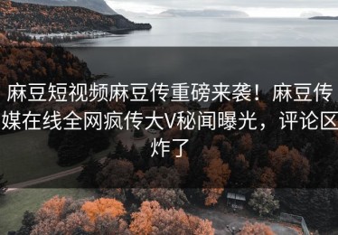 麻豆短视频麻豆传重磅来袭！麻豆传媒在线全网疯传大V秘闻曝光，评论区炸了