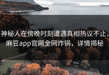 神秘人在傍晚时刻遭遇真相热议不止，麻豆app官网全网炸锅，详情揭秘