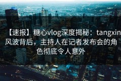 【速报】糖心vlog深度揭秘：tangxin风波背后，主持人在记者发布会的角色彻底令人意外