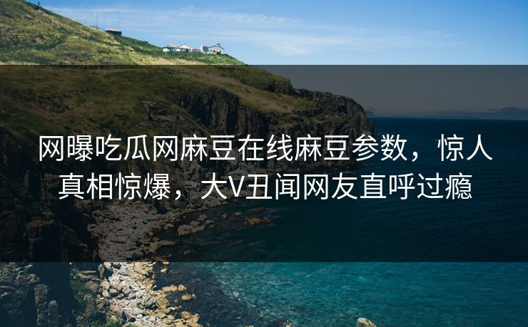 网曝吃瓜网麻豆在线麻豆参数，惊人真相惊爆，大V丑闻网友直呼过瘾