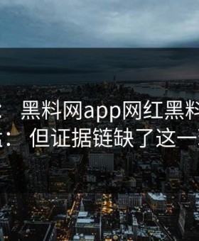 这个月： 黑料网app网红黑料传播很猛： 但证据链缺了这一环