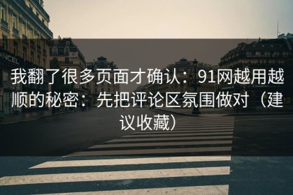 我翻了很多页面才确认：91网越用越顺的秘密：先把评论区氛围做对（建议收藏）